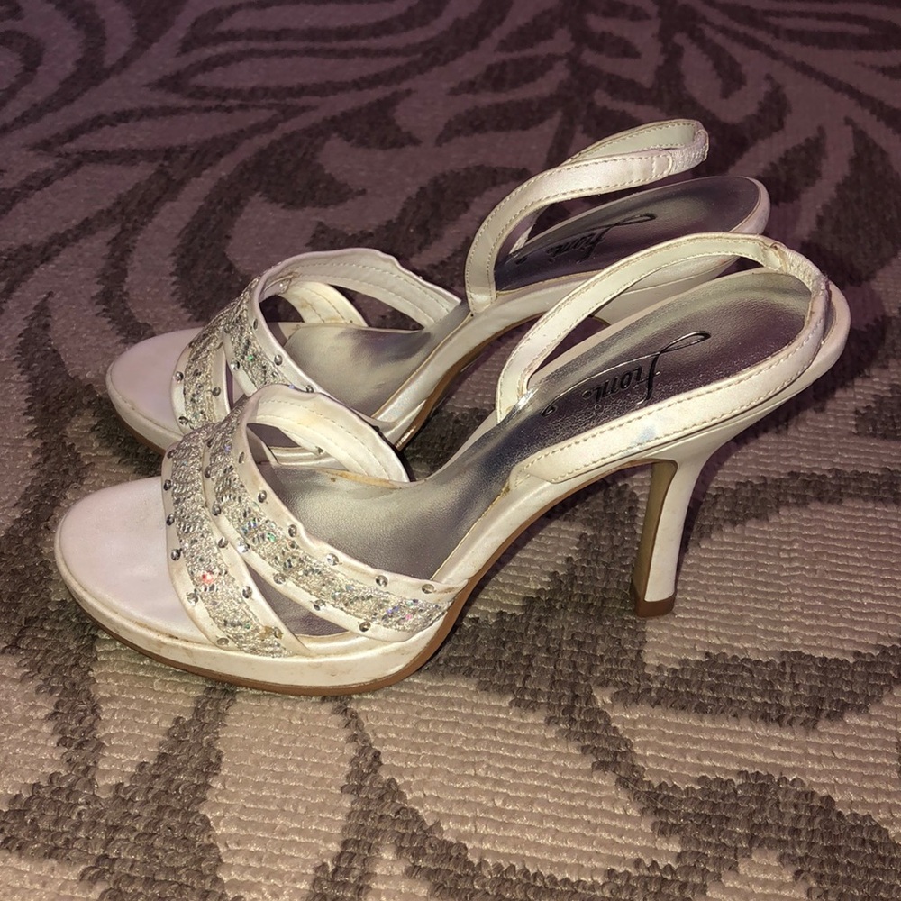 Fioni White Bling Slingback Heels - Picture 4 of 7